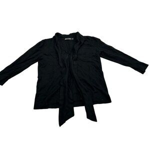 7th Avenue Design Studio Black Lightweight Long-Sleeve Open Cardigan Sweater Wit